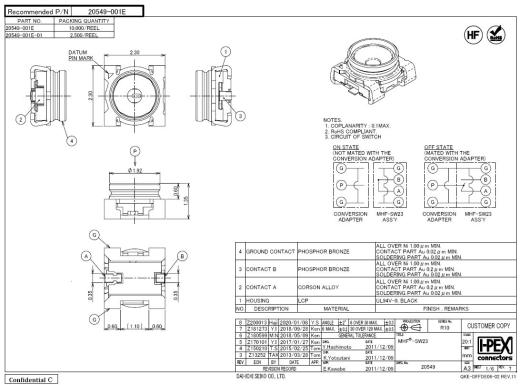 PEX MHF微型同轴电缆6 GHz射频插座开关SW23缩略图